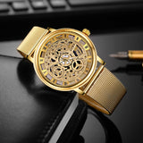 Skeleton Men Watch  Montre Homme 2018 Gold Wrist Watch Men