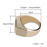 Hip Hop Fashion Rings Copper Gold Silver Color Iced Out