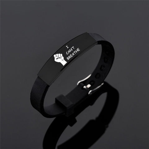 American Protest I Can't Breath Bracelets Black Stainless Steel Silicone Bracelets&Bangles Adjustable George Floyd