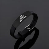 American Protest I Can't Breath Bracelets Black Stainless Steel Silicone Bracelets&Bangles Adjustable George Floyd