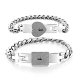 Couple Lovers Jewelry Love Heart Lock Bracelet Stainless Steel Bracelets Bangles Key Pendant Necklace Jewelry